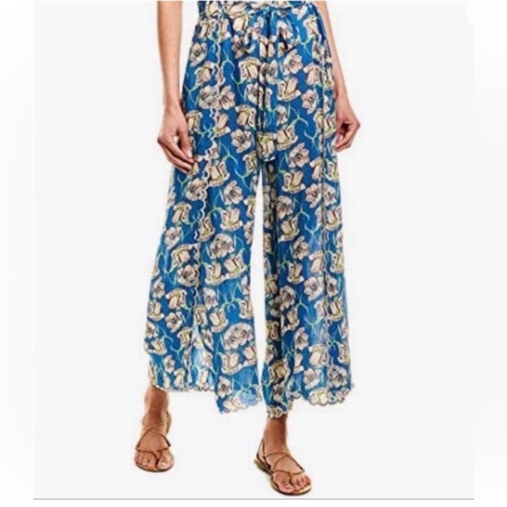 Johnny Was NWOT Floral Blue Farrah Wide-Leg Pants